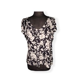 Chaps black and white blouse